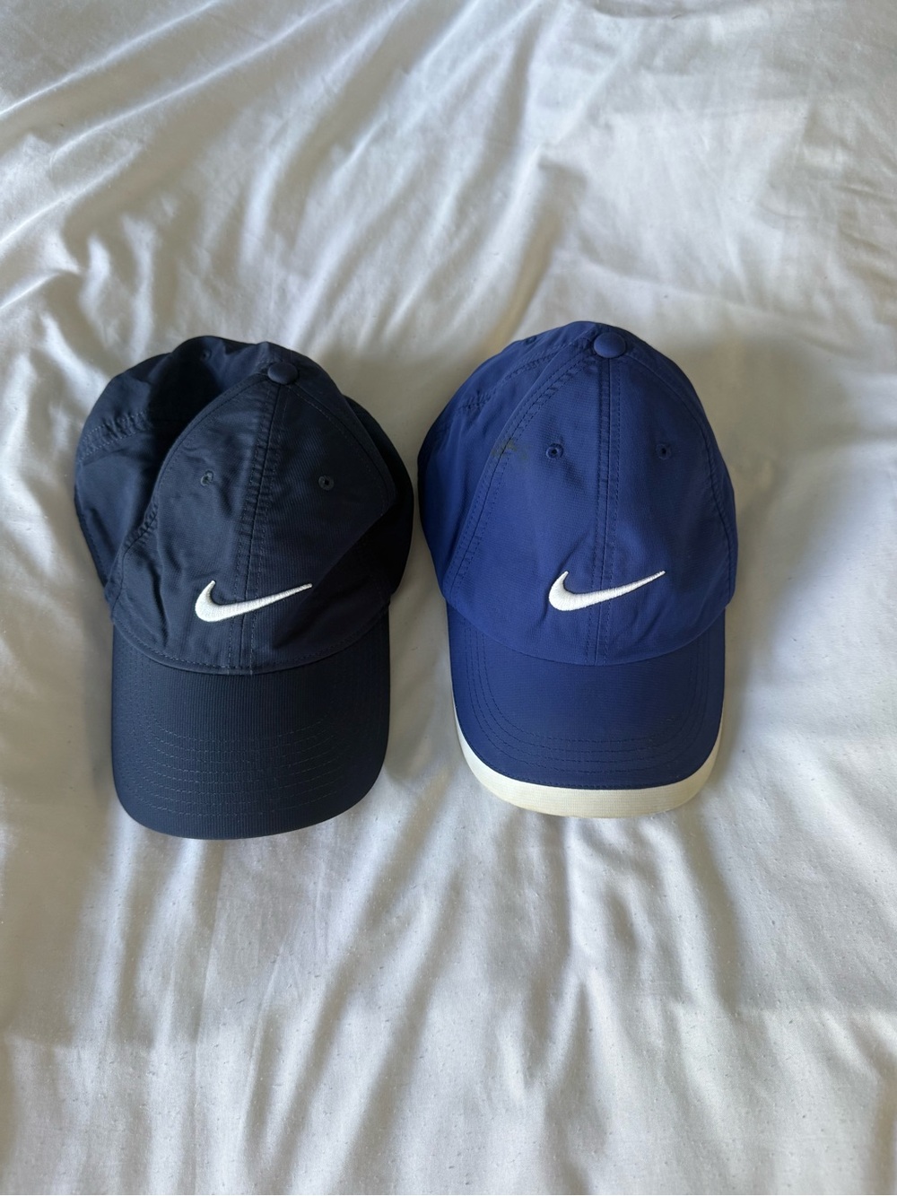 Nike Baseball Caps in Navy and Royal Blue with White Swooshes